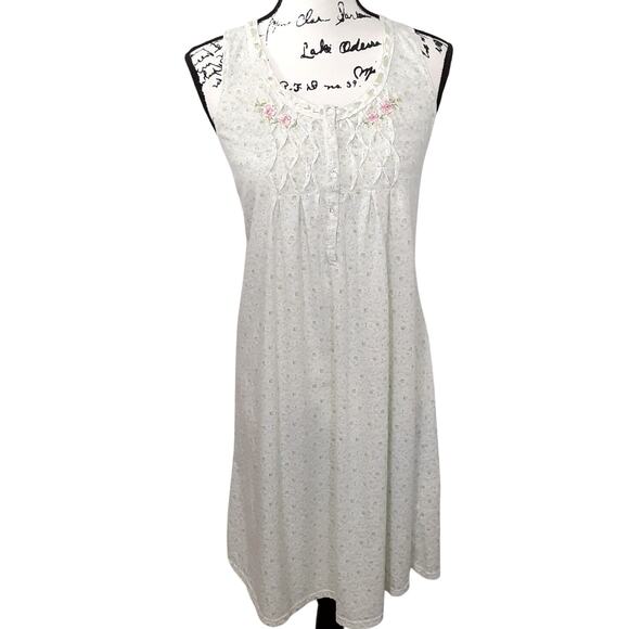 Secret Treasures Smocked Night Dress Ditsy Floral Nightgown House Dress Womens L - Picture 1 of 9